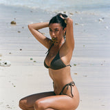 Sophie Triangle Bikini Top - Khaki Ribbed