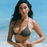 Sophie Triangle Bikini Top - Khaki Ribbed