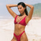 Girl wearing cherry red bikini set